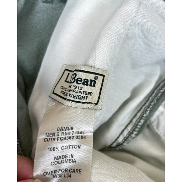 LL Bean Mens Cargo Pants Green Size 38 x 34 (36x33)  Cotton Straight Leg - Picture 7 of 9